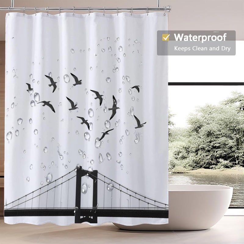 LLSCL Fabric Shower Curtain Liner with Magnets, Waterproof Hotel Quality, 72 x 72 Machine Washable - Image 3